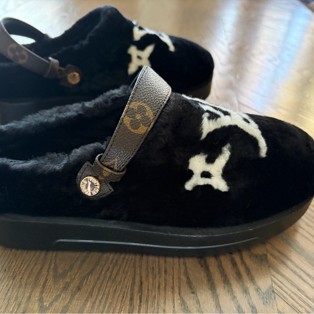 Black and White Fuzzy Slip-On Shoes
